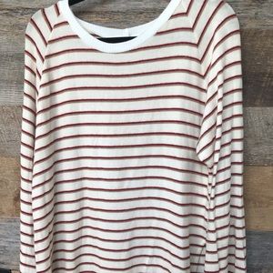 LNA Beige Striped Bell Sleeves Sweater L